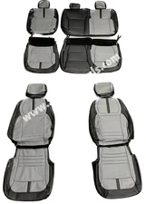Black & Gray Leather Seat Covers for 2021-25 Ford F150 XLT or STX SuperCrew Crew
