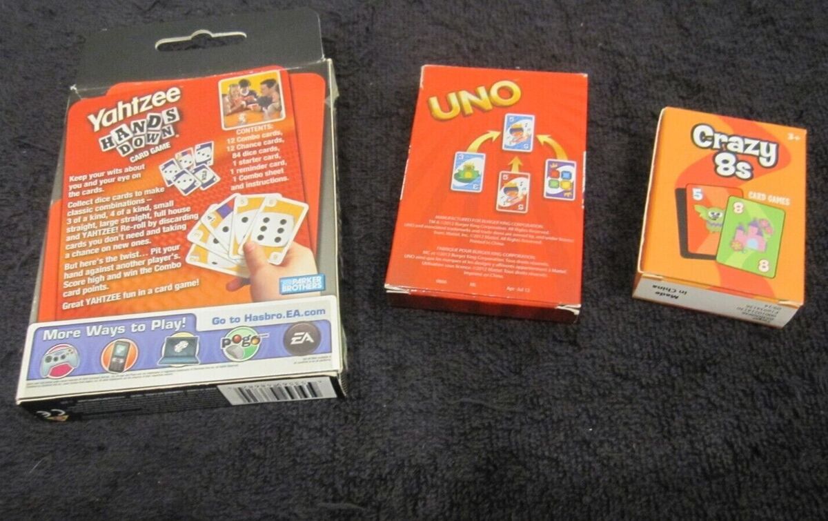 Yahtzee Hands Down Card Game, Uno Card Game, Crazy Eights Card Game - All  Three!