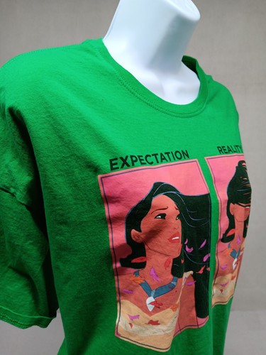 Disney Womens Plus 2XL XXL Green Pocahontas Short Sleeve T-shirt Expectations - Picture 6 of 13