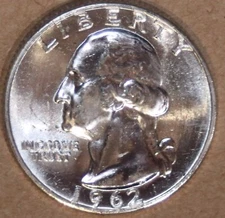 1962-P WASHINGTON QUARTER - BU - Stock Photo - #7309BK - FREE SHIPPING