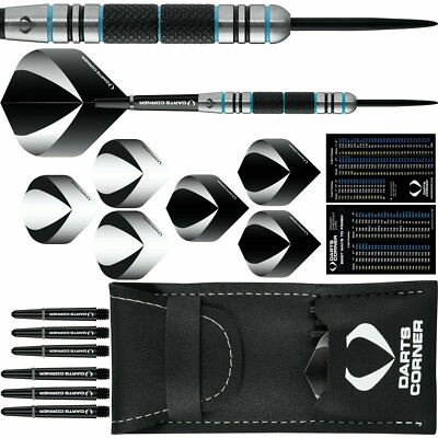 Dart Corner Marine Steel Tip Darts - Aqua & Black, 26g - 30g, mehrere Gewichte