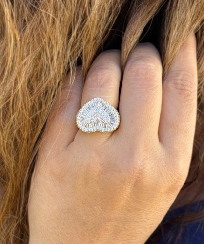 Hear Style 3,00ct runder simulierter Diamant Band 14k Sterlingsilber Versprechen Ring - Bild 5 von 8
