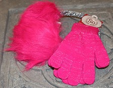 Girls SO Hot Pink With Silver Ear Muff,Gloves Winter Set 22 One Size,Christmas