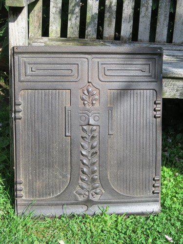 Ofenplatte Jugendstil, Gußeisen 42 x 84 x 2,5 cm, 8 Kg schwer