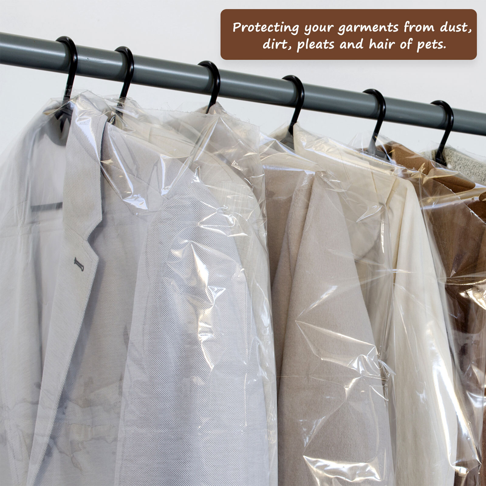 Dry Cleaner Bags, Clear Plastic Garment Bags for Hanging Clothes eBay