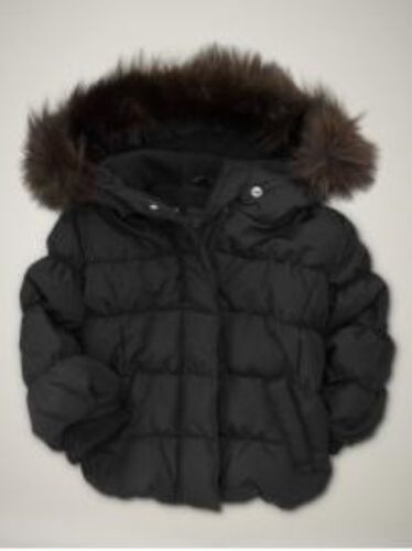 NWT Baby GAP Warmest Jacket Coat Down Fill Faux Fur Trim NEW True Black Knit 2T - Afbeelding 1 van 1