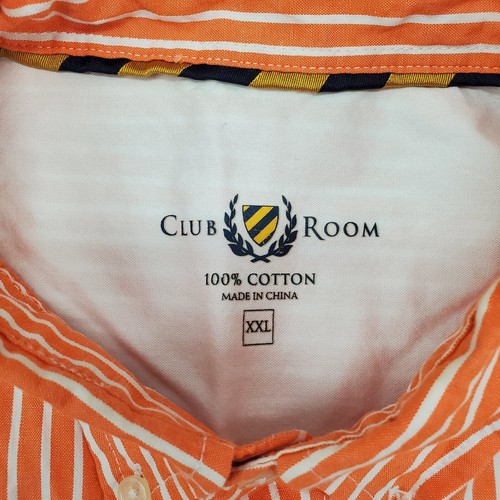 Camisa para hombre habitación club manga larga a rayas con botones talla XXL 2XL naranja - Imagen 7 de 11
