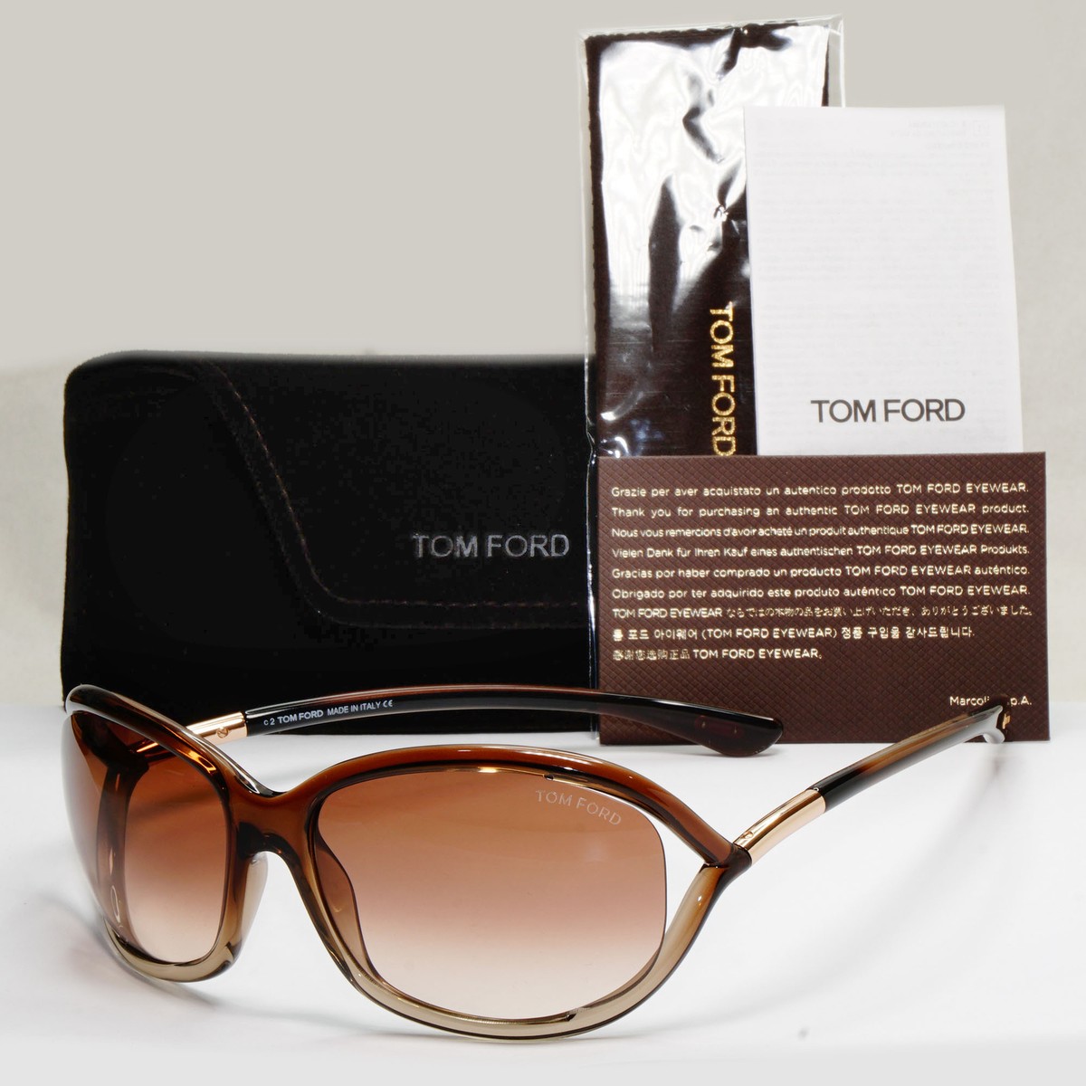 Tom Ford Sunglasses Jennifer Brown Gradient Shiny Gold Wrap  display picture 1