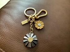 NEW Coach Mixed Metal large Bag Charm/key chain with satin dust bag