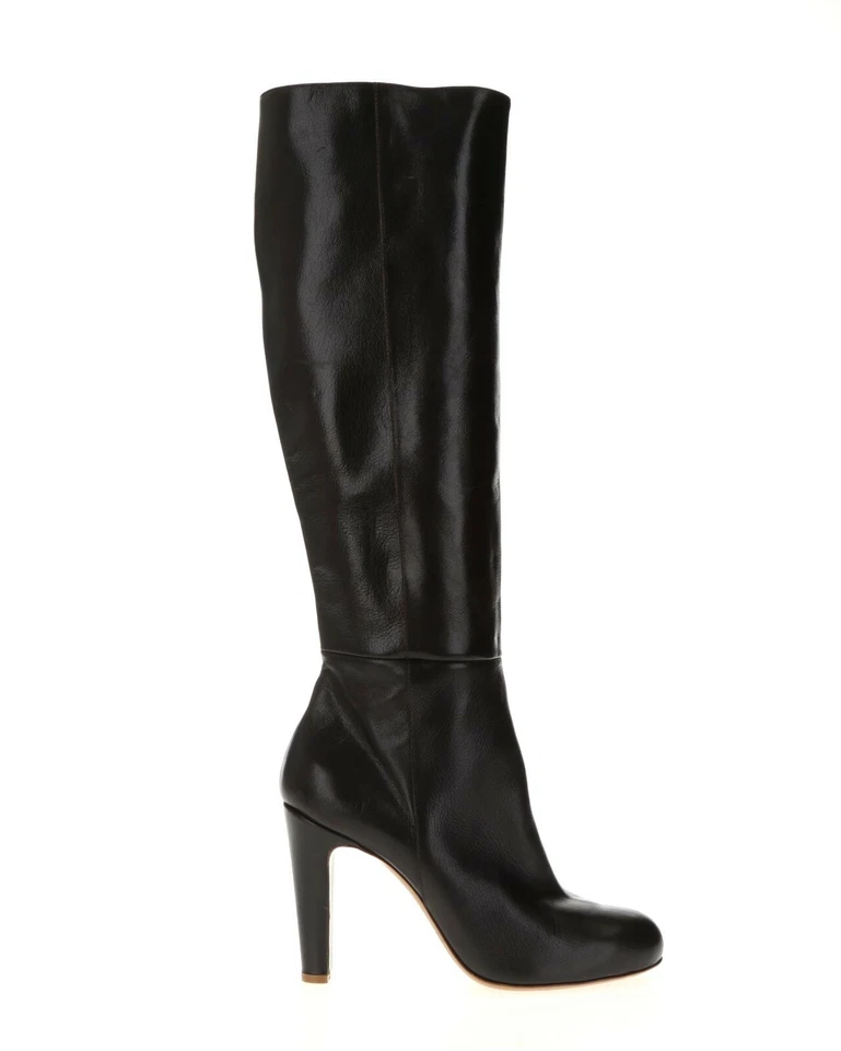 Botas hasta la rodilla de cuero negras Halston Heritage 245788 para mujer talla 10 medianas Foto 4 de 4