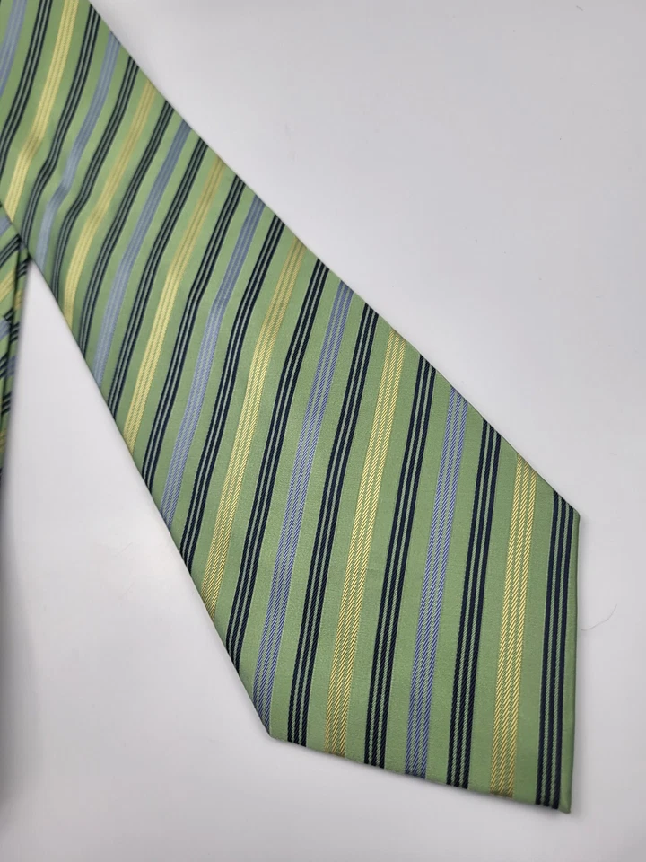 Corbata de seda Dockers verde dorado azul rayas hombre 58 x 3,7/8 Foto 3 de 4