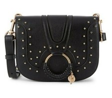 Nwt See By Chloe - Hana Star-studded Leather Bag - Black Chs20us896723001