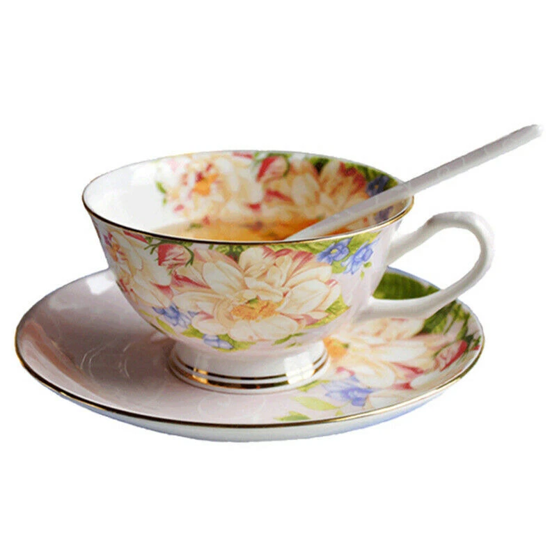 Juego de platillos de taza de café de cerámica única exquisita taza de café de moda europea de 1 pieza Foto 3 de 4