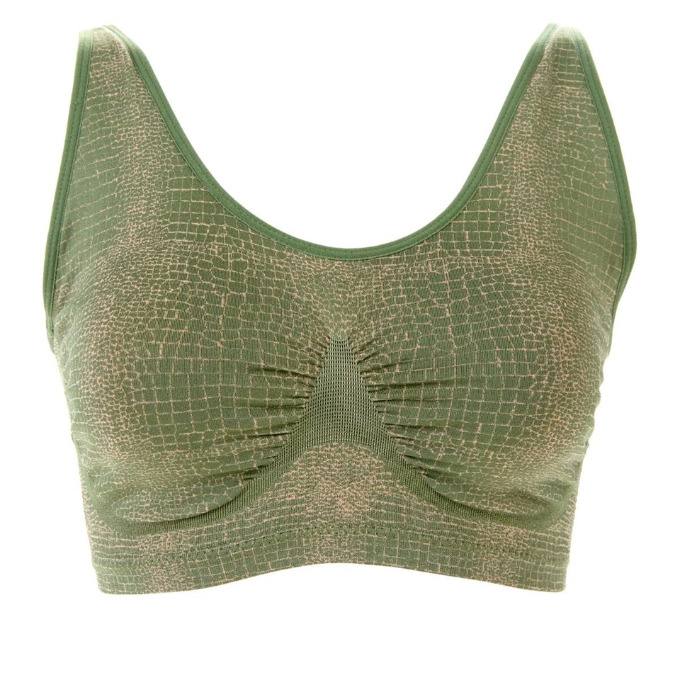 Paquete de 2 sujetadores Ahh acolchados ajustables Rhonda Shear verde cocodrilo/beige cálido talla grande Foto 3 de 4