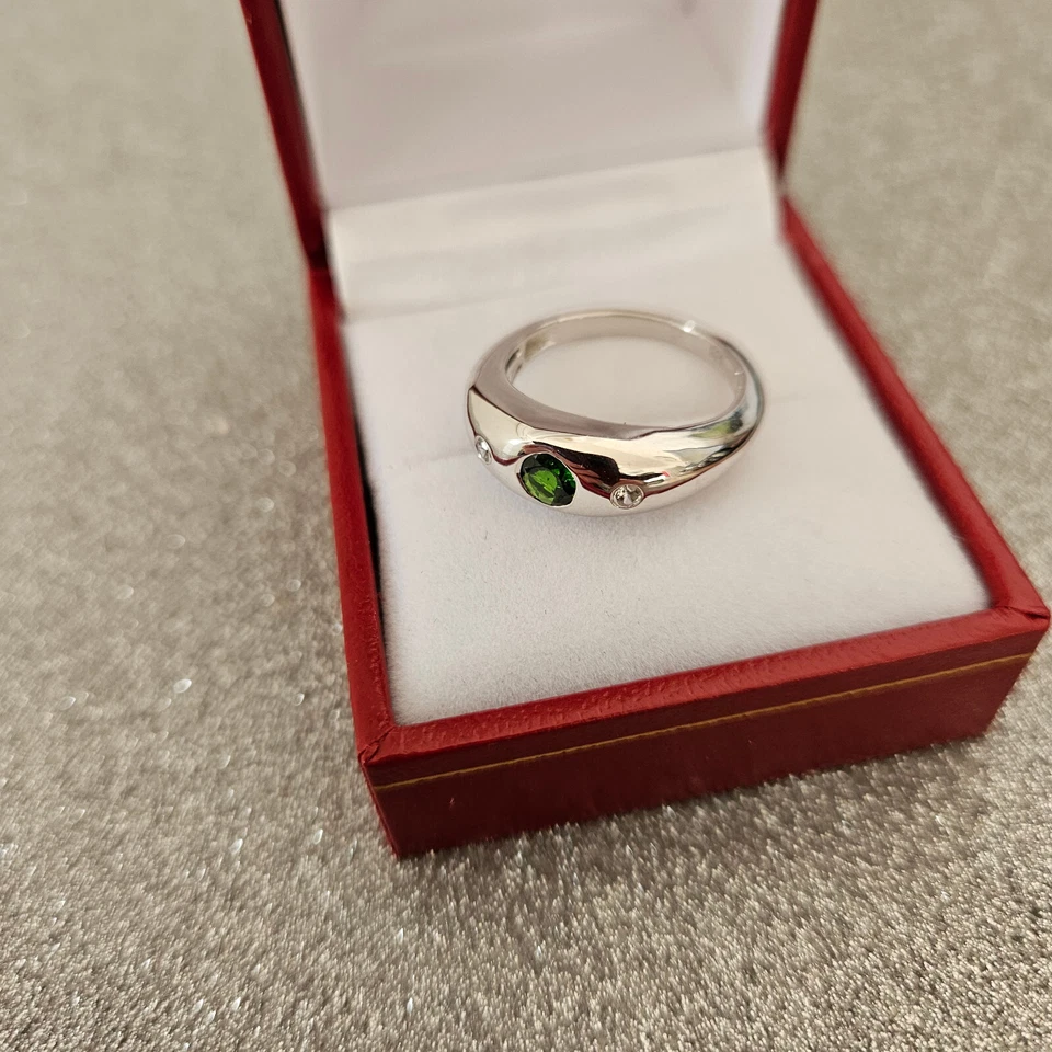 Anillo de diopsido y circón cromado en platino sobre plata de ley Foto 4 de 4