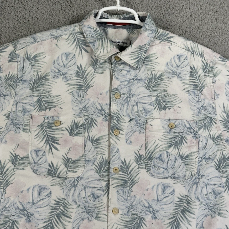 Camisa Tommy Bahama Hojas de Palma Manga Larga Para Hombre L Reverso Hawaiano Tropical Foto 2 de 4