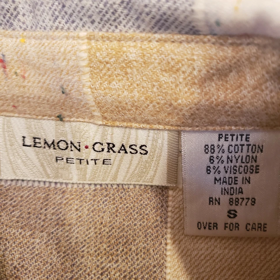 Camisa Blusa Top Algodón Nylon Viscosa Lemon Grass Pequeña Talla S Abotonada a Cuadros Foto 2 de 4