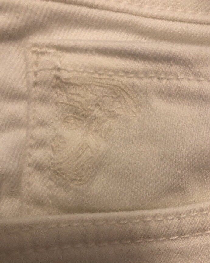 Versace Collection Women’s White Jeans With A Gold V On Back Pocket Size 28 image 7