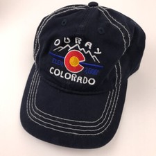 Toddler Ouray Colorado Elev 7800 dark blue hat white topstitching