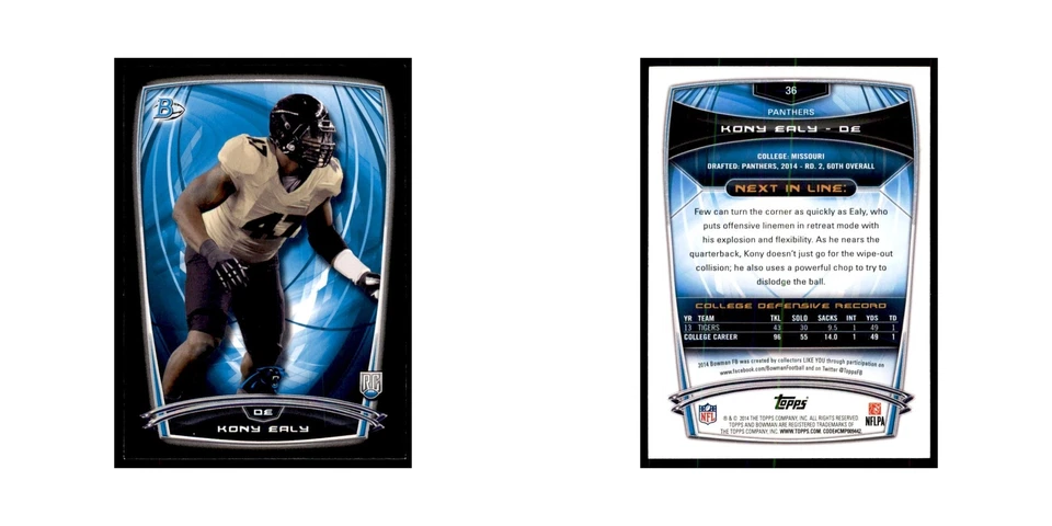 2014 Bowman Kony Ealy RC Football Cards #36 - Image 3 of 3