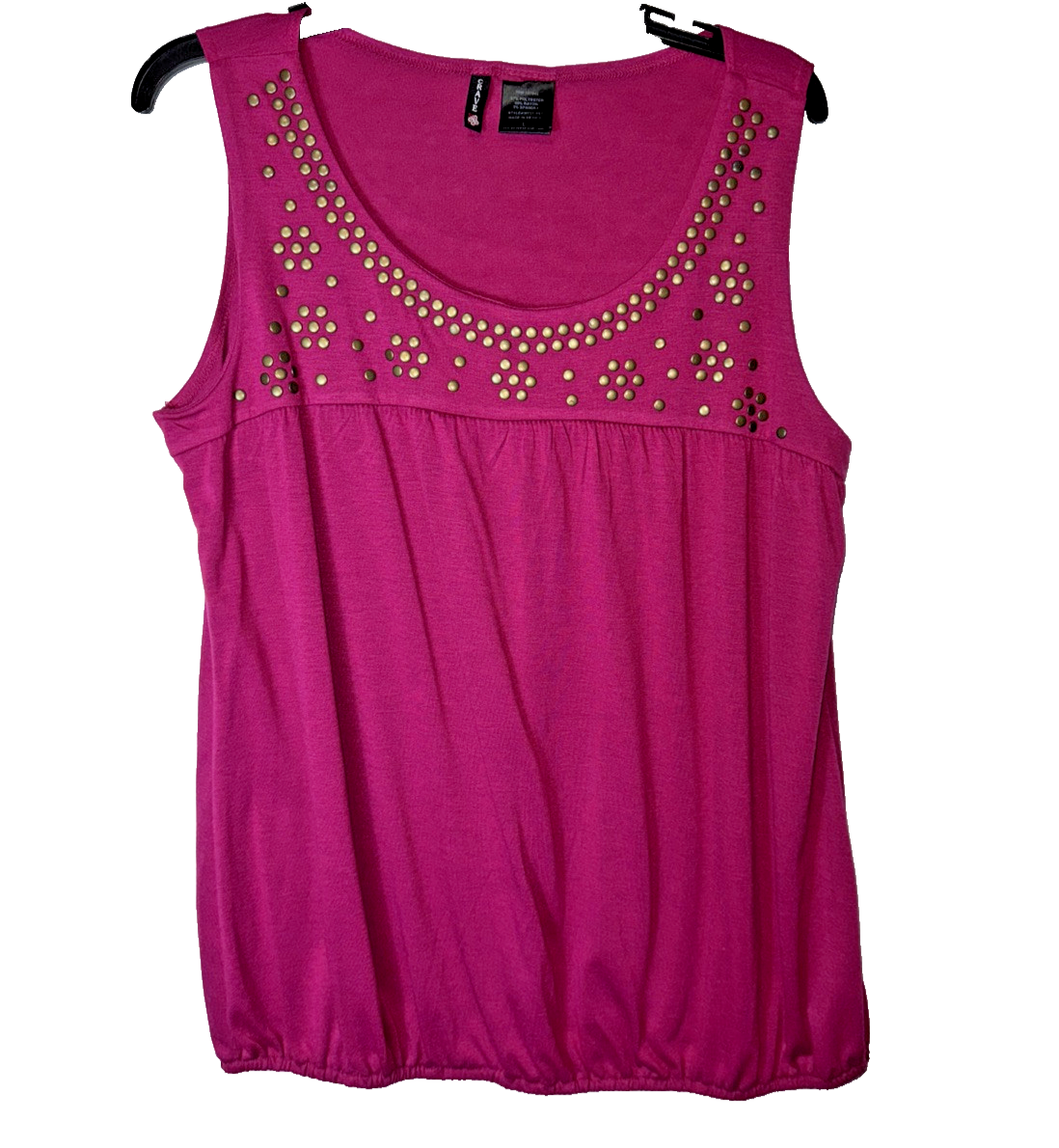 Magenta Studded Knit Top for Women - Sleeveless Casual L