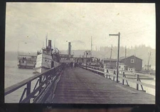 REAL PHOTO PUGET SOUND WASHINGTON DOCK PIER HARBOR SHIPS POSTCARD COPY