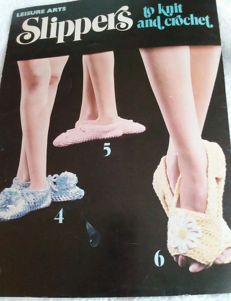 Leisure Arts Slippers To Knit And Crochet 1976 - Image 4 of 4