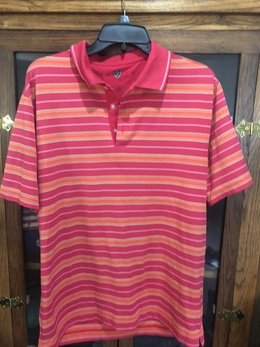 NIKE GOLF POLO SHIRT -M- ORANGE MAROON 