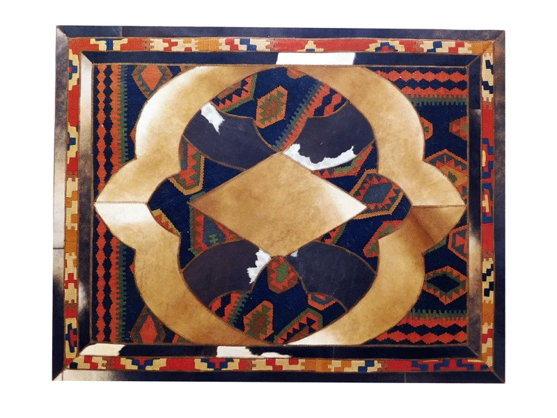 NEW Modern Luxury: Exquisite Handmade Cowhide & Persian Patchwork Area Rug 9-186 - Image 4 of 4