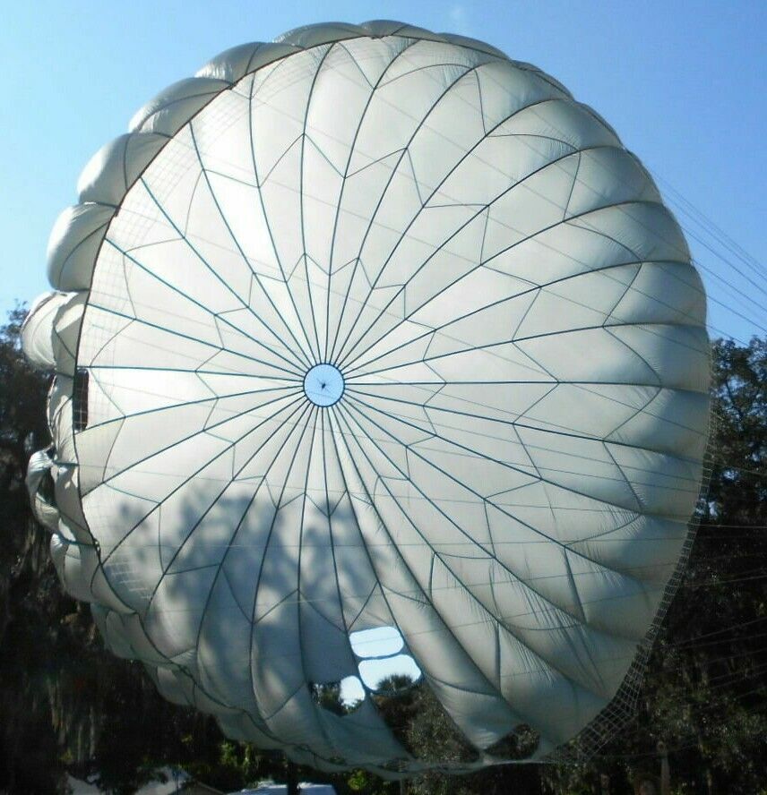 New Military Parachute Canopy MC1-1D Lines Cut 35 Ft Diameter Soft Nylon, Shade 