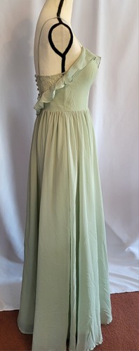 Vestido Azazie A2/2 Polvoriento Salvia Maxi Dama de honor Cuello en V Volantes ~Estilo descontinuado~ - Imagen 5 de 13