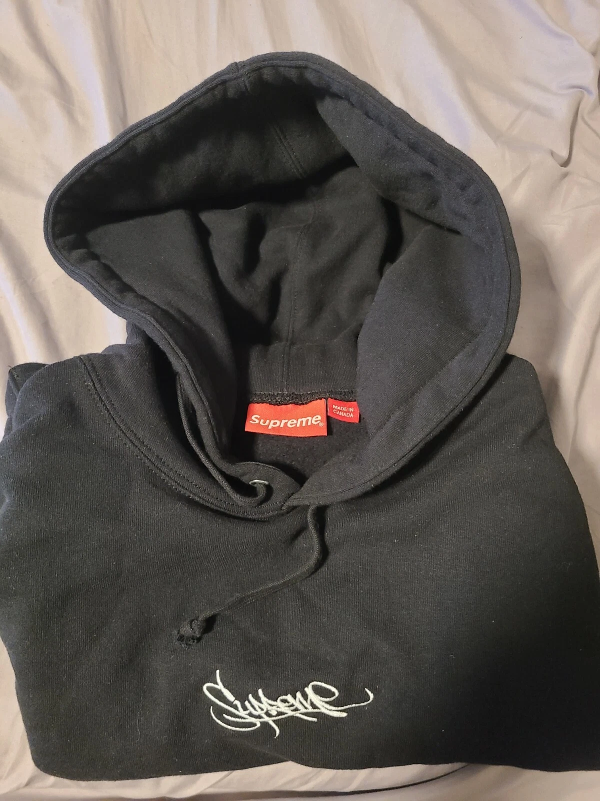Sweat à capuche Supreme Tag Logo noir moyen Ss19
