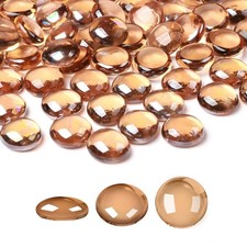 1LB Flat Glass Marbles, Brown Decorative Marbles for Vase 1LB,