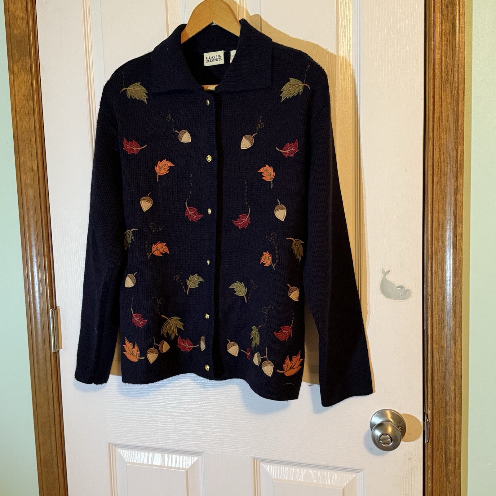 Classic Elements Fall Embroidered Leaf Cardigan M… - image 1