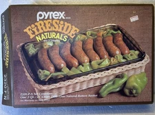 Vintage PYREX 2320 Fireside Naturals Corning 2 Quart Utility Dish & Basket NOB