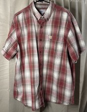 Carhartt Men's Short Sleeve Shirt, Relaxed Fit, Button-Up, Size 2XL, Plaid