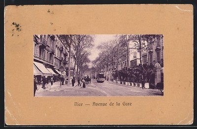 Postcard Nice, Avenue de la Gare, tram 