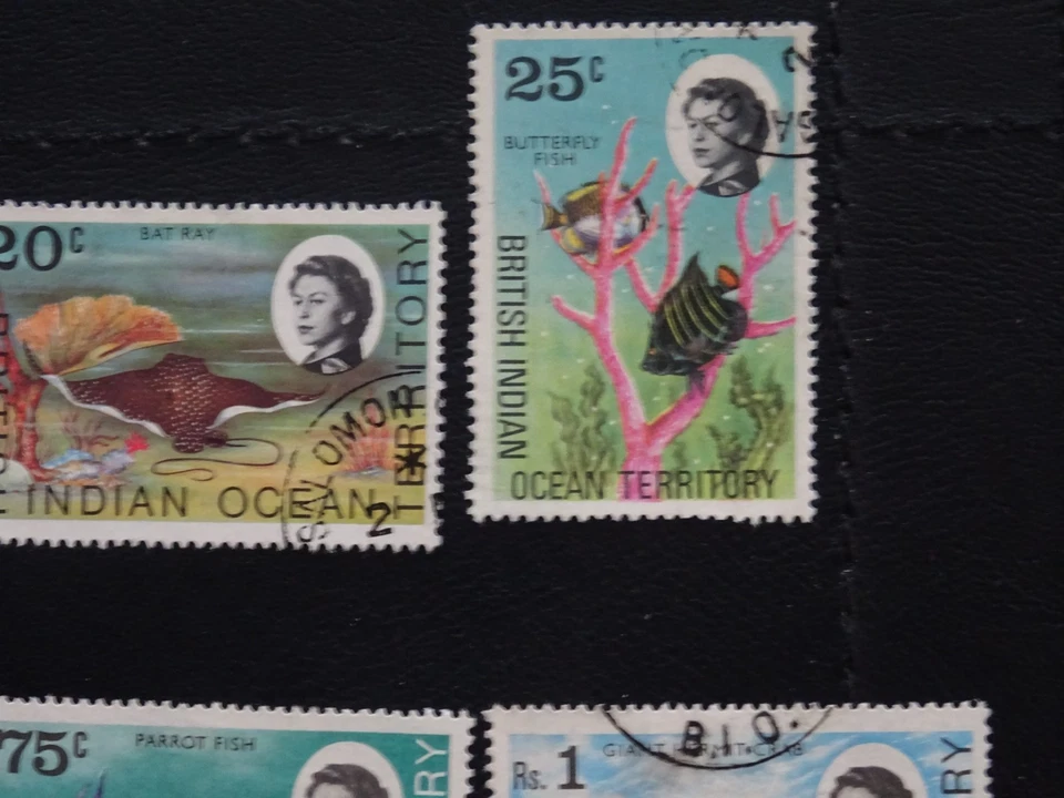 Estampillas del Territorio Británico del Océano Índico SG16/30 15 de 18 GU emitidas 1968-1970. Foto 4 de 4