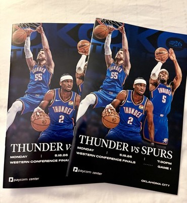 NEW! OKC Thunder West Finals Game 1 Vs Spurs Two Official Game Programs- 5/18/26