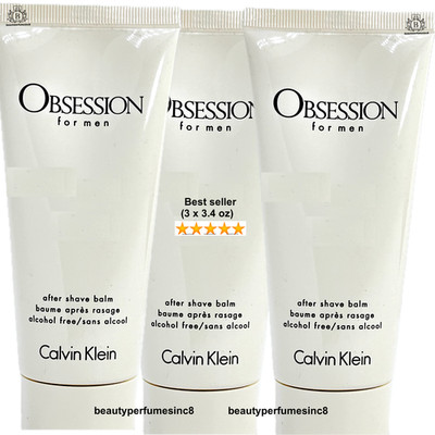 LOT Of 3 ~ OBSESSION by CALVIN KLEIN After Shave Balm 3.4 oz Men (Alcohol free)