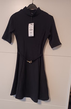 Zara Damen A-Linien-Kleid Schwarz Kurzarm kur...