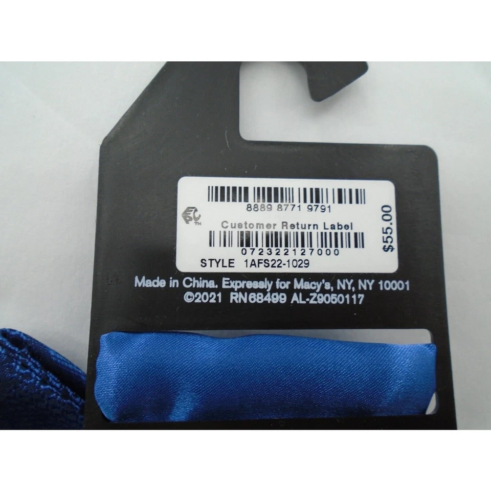 Juego de pajarita de cachemira preatada Alfani para hombre y cuadrado de bolsillo liso NUEVO $55 azul Foto 4 de 4