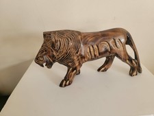 4x8 Inches Wooden Lion From Jacaranda Tree Hand Carved Elephant Statue