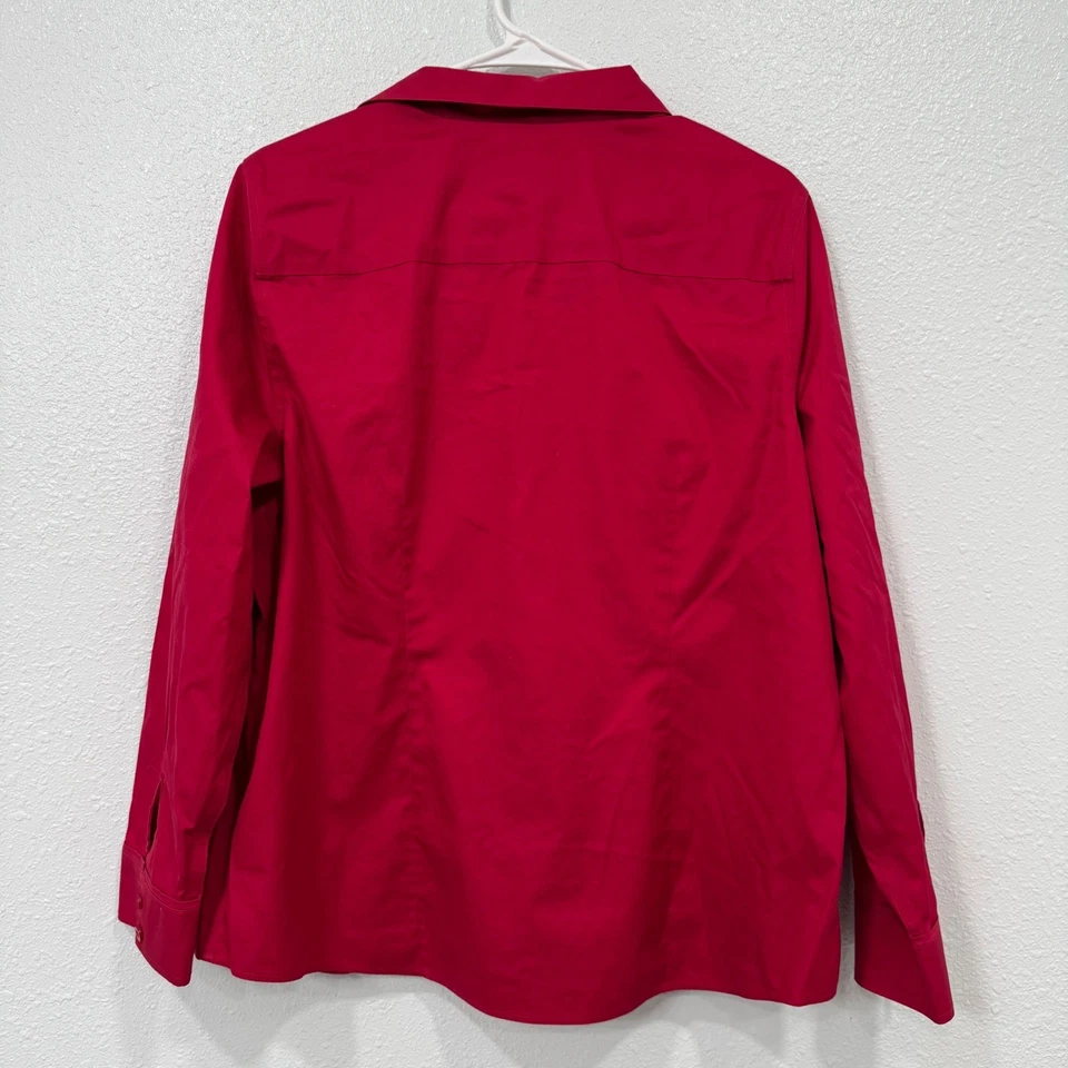 Chicos 红色棉质无铁纽扣衬衫上衣,尺寸 2.5 大号 — 第 3/4 张图片