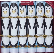 Racing Penguin English Christmas Crackers by Robin Reed, 13 Inches (Set of 6)