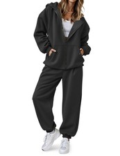 Jogger Sets For Women 2 Piece Casual Oversized Zip up Sweatshirt Jogger Sweat...