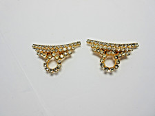 Rare Vintage Gold tone Crystal Rhinestone Shoe Clips