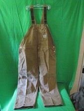 CARHARTT Model R01-BRN 54x30 Double Knee Carpenter Bib Overalls Made in Mexico