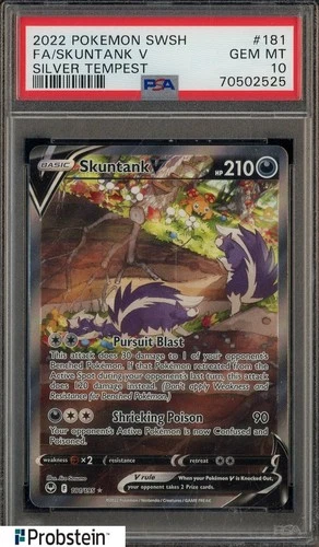 2022 Pokemon SWSH Silver Tempest #181 FA Skuntank V PSA 10 GEM MINT