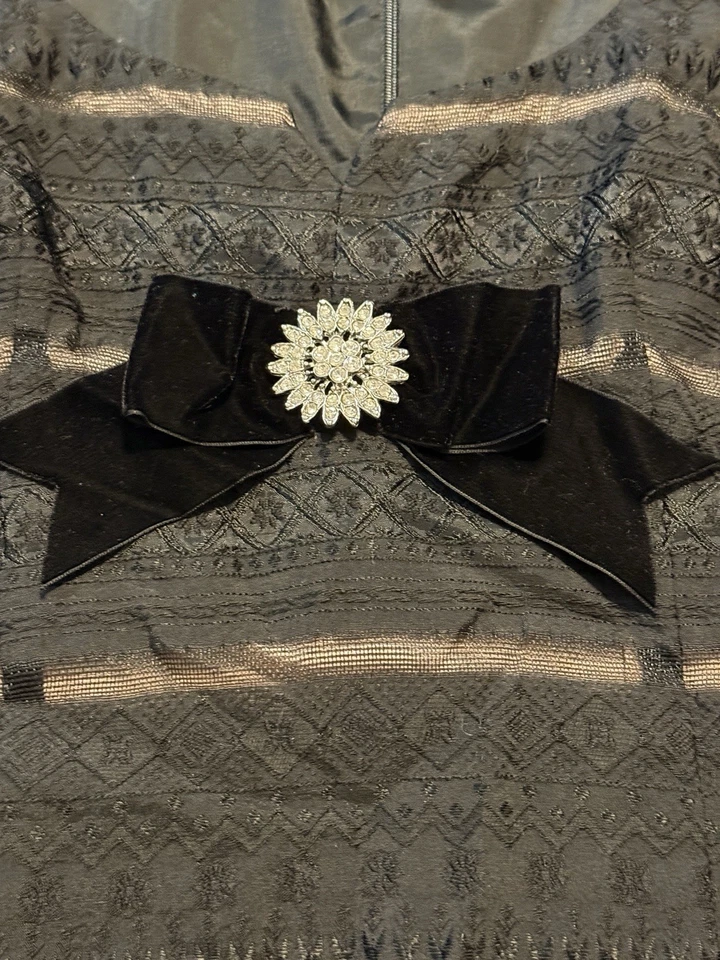 Nanette Lepore платье черный размер 10 новый с Ярлыками бархат бант со стразами волан кромки кружева - Изображение 3 из 4